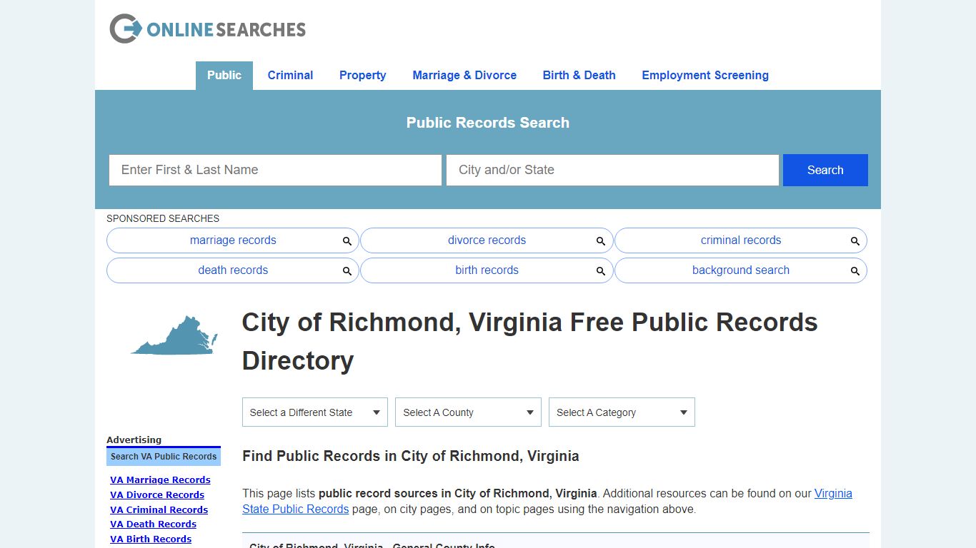 City of Richmond, Virginia Public Records Directory - OnlineSearches.com